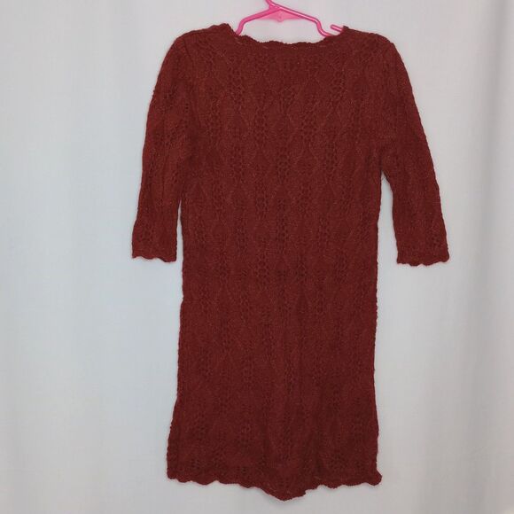 ⭐ Cat & Jack Crochet Knit Lined Sweater Dress 3/4 Sleeve Acrylic Blnd Small 6/6X - Picture 3 of 7